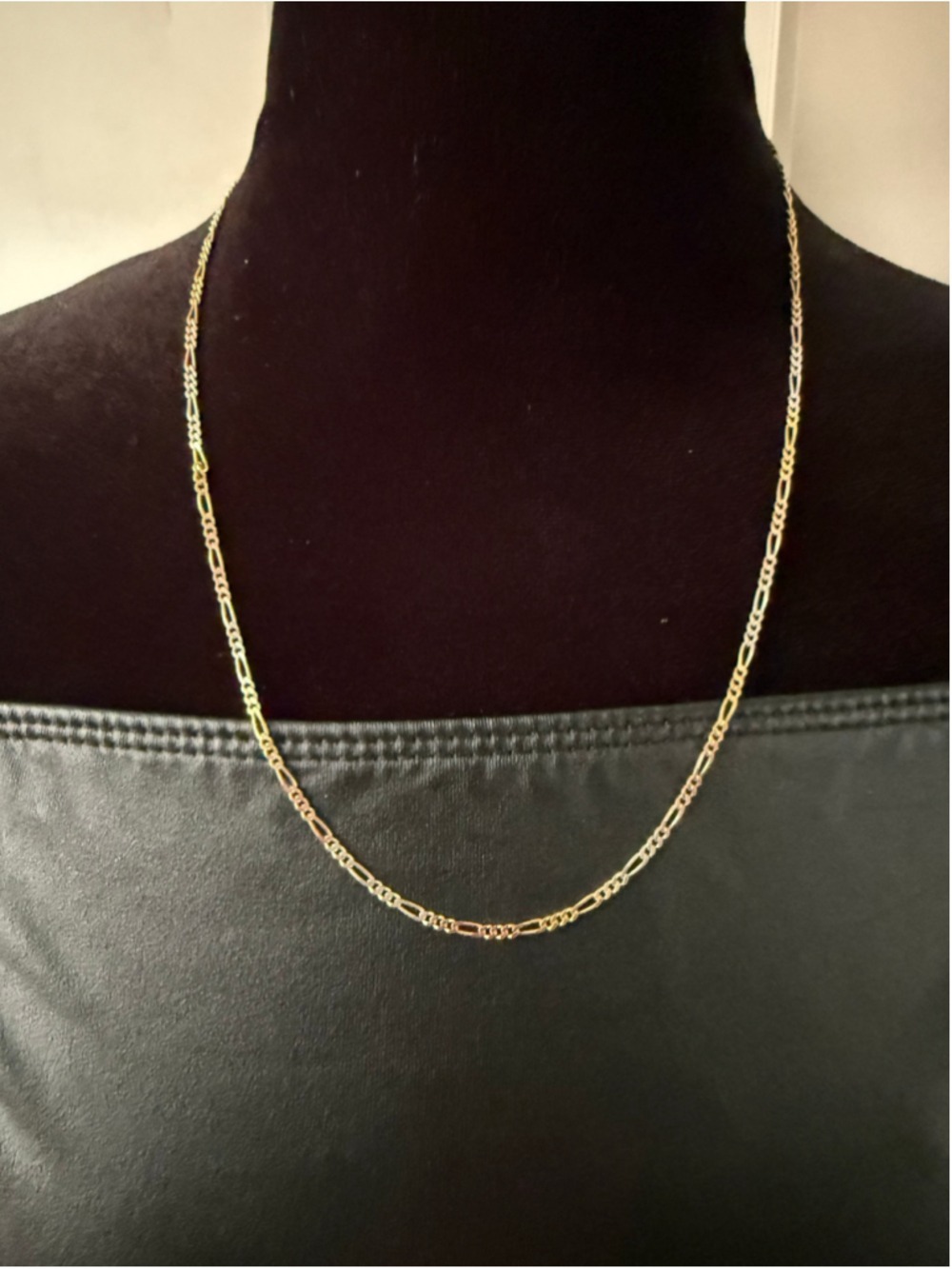 Italian 925 Sterling Tri-Color Figaro Chain Necklace 20” HAN Silver Rose Gold - Picture 2 of 9